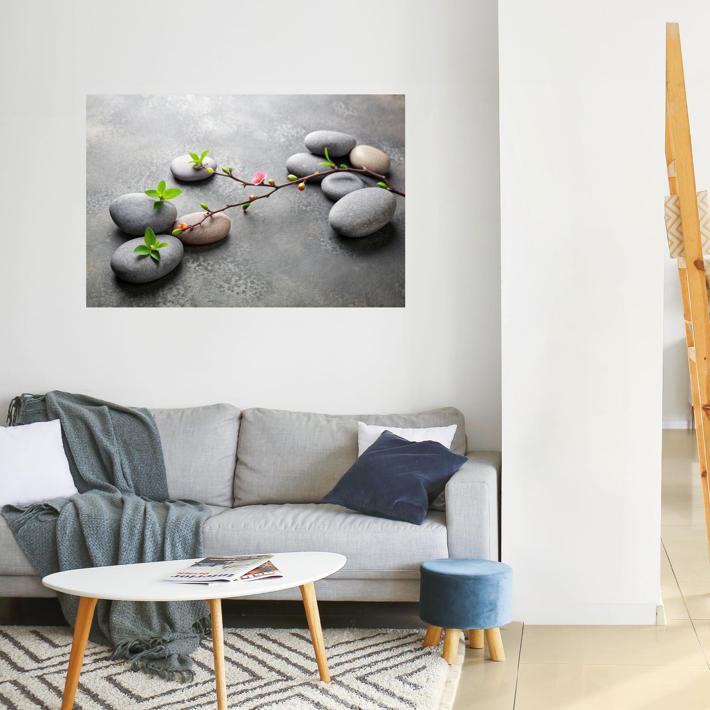 PIETRE E FIORI Poster orizzontale staccabile e attaccabile