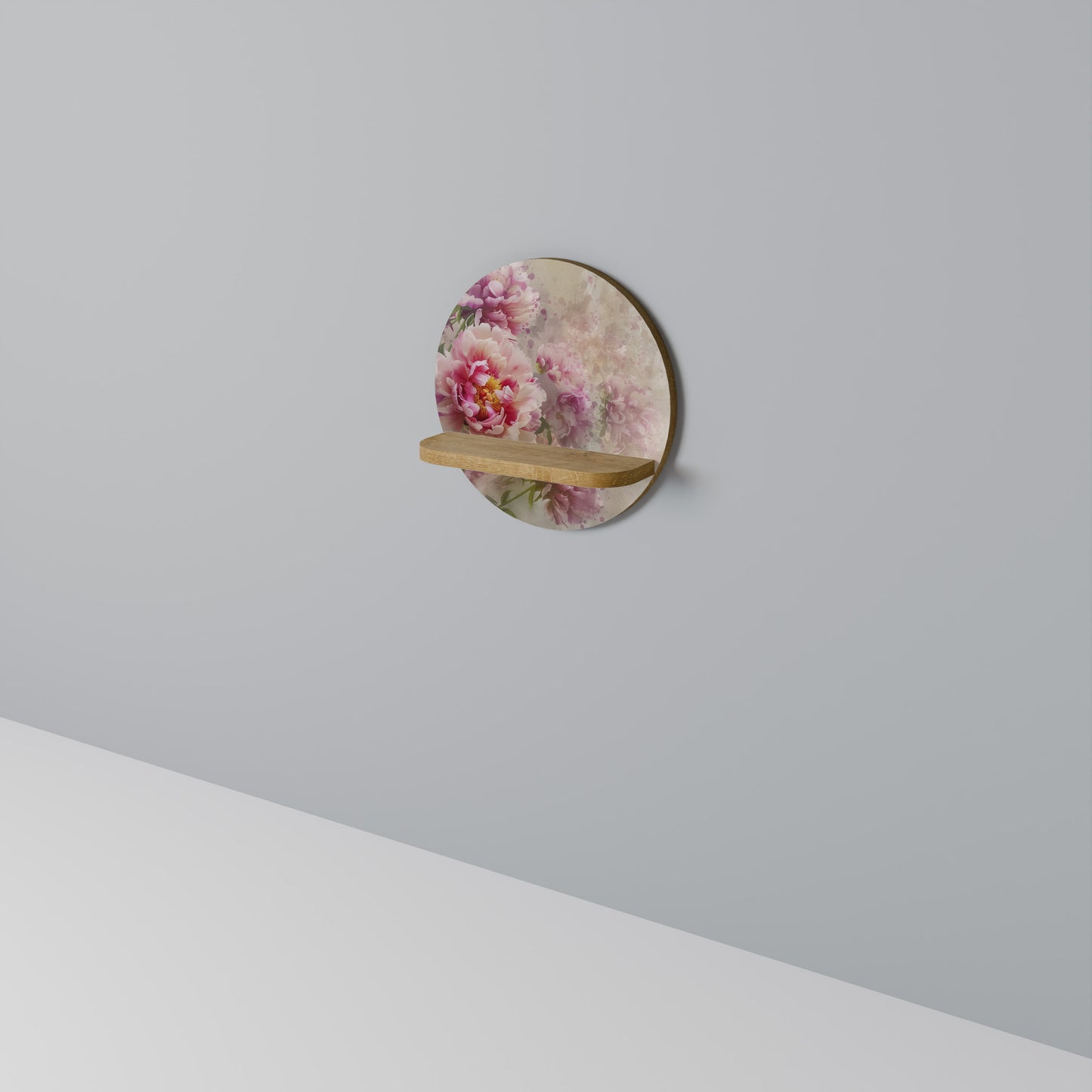 Mensola rotonda PEONY WHISPER in effetto rovere