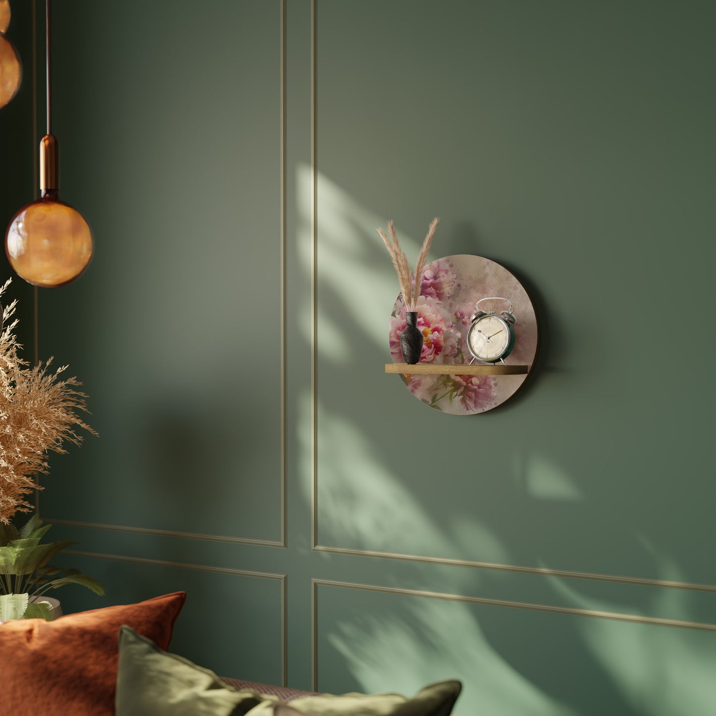 Mensola rotonda PEONY WHISPER in effetto rovere