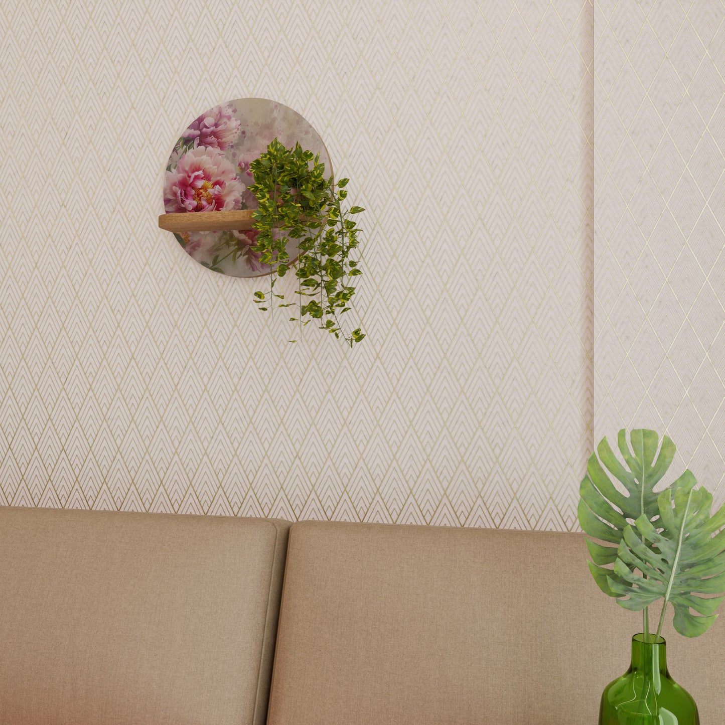 Mensola rotonda PEONY WHISPER in effetto rovere
