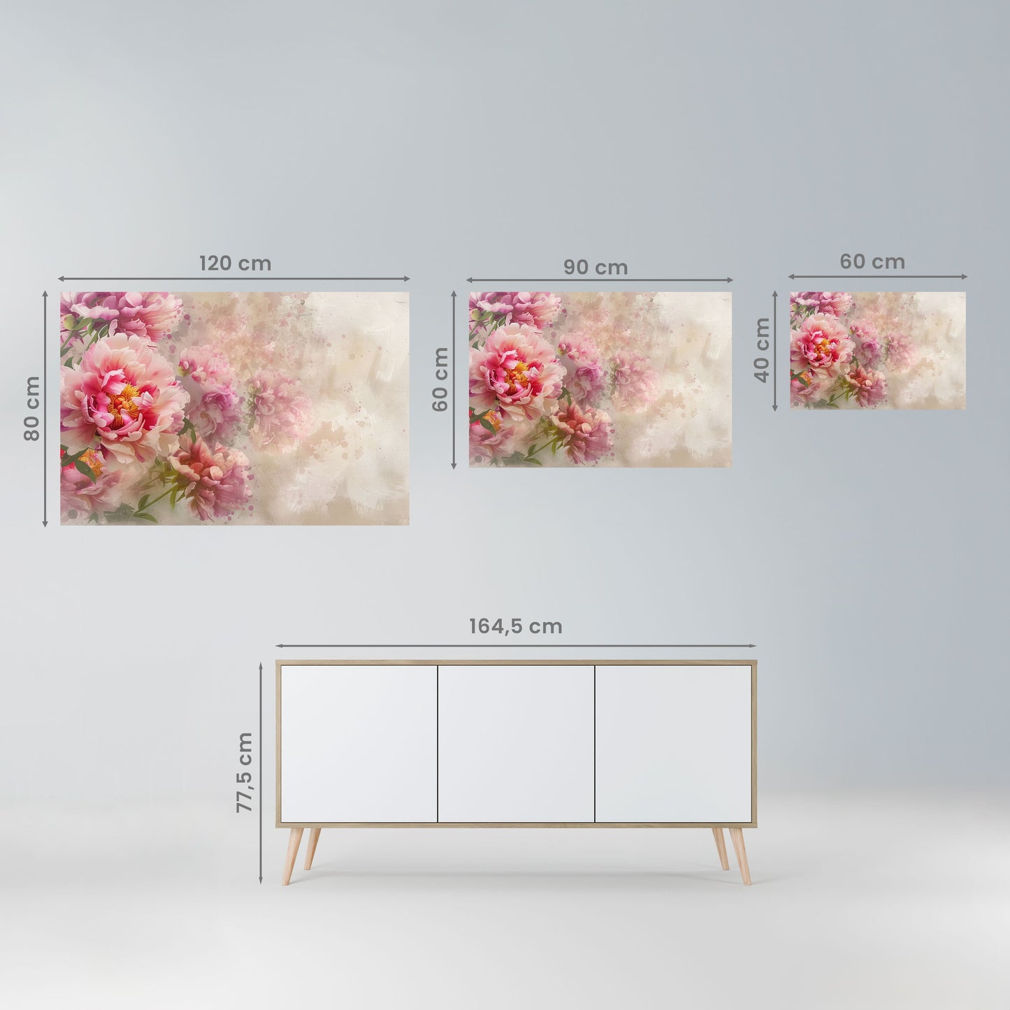 PEONY WHISPER Poster orizzontale staccabile e attaccabile