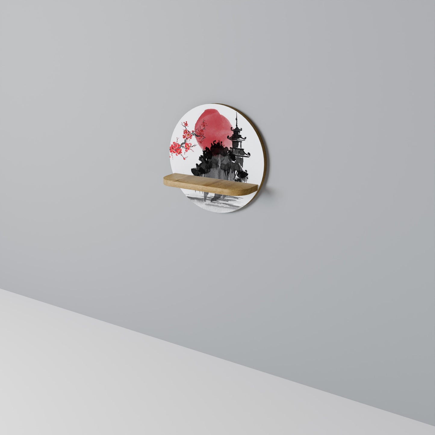 Mensola rotonda CHERRY SHADOWS in effetto rovere