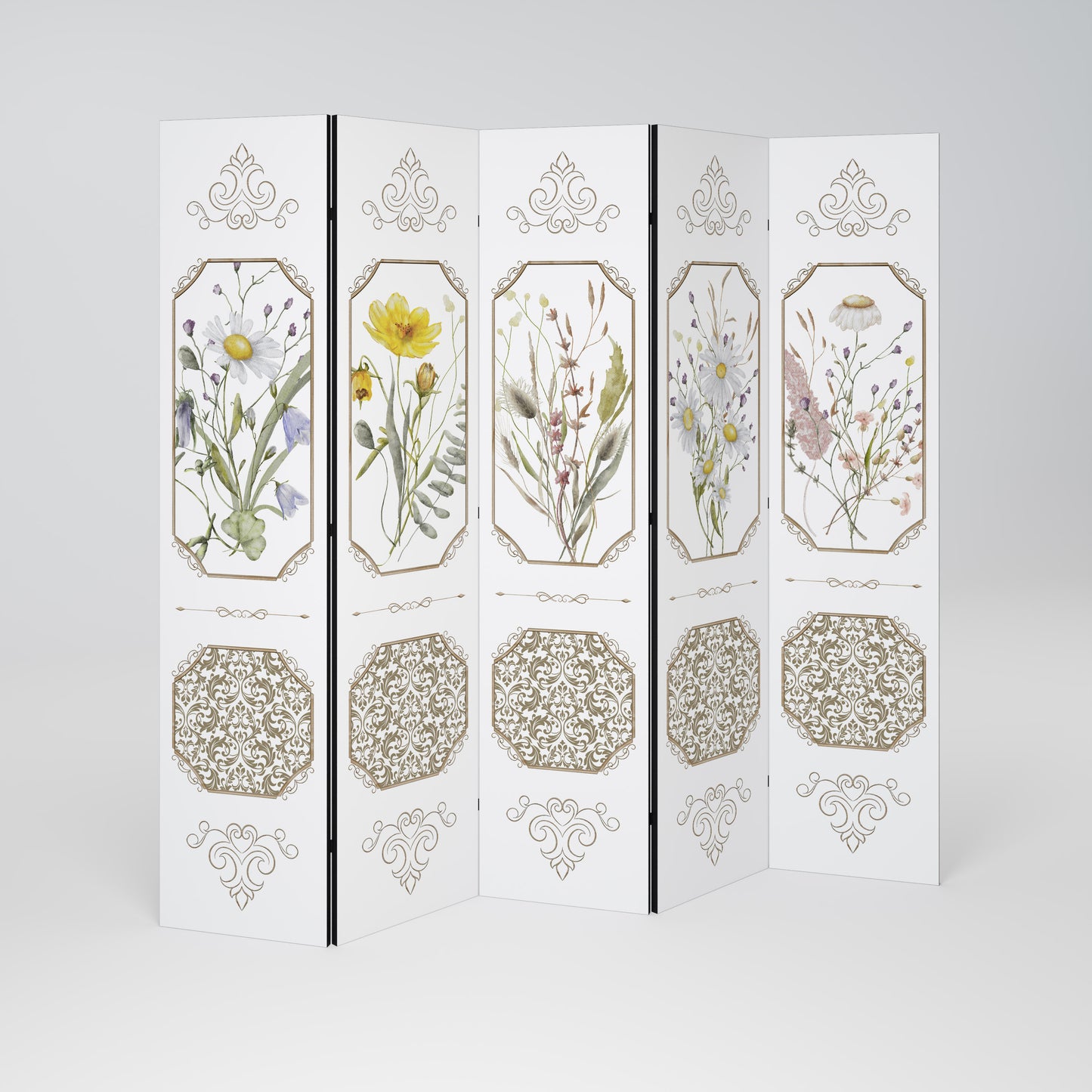 ELEGANTE ARAZZO BOTANICO Divisorio decorativo per ambienti a 5 pannelli