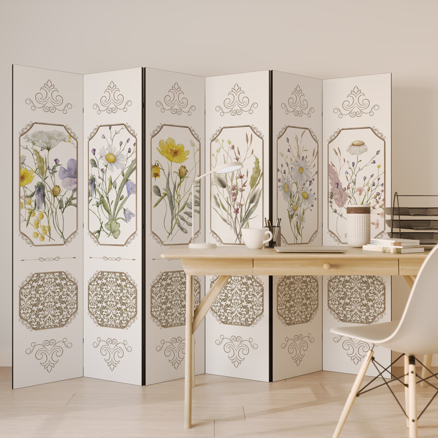 ELEGANTE ARAZZO BOTANICO Divisorio decorativo per ambienti a 6 pannelli