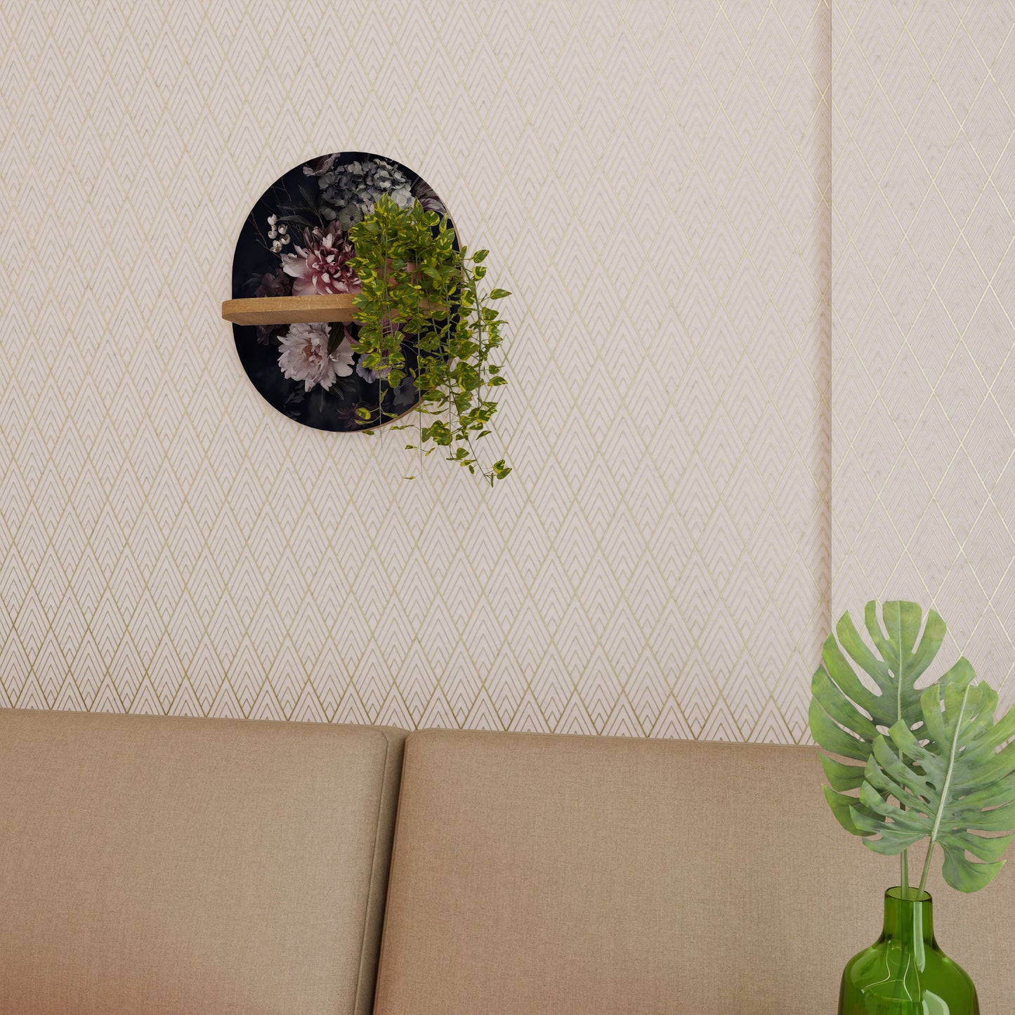 Mensola ovale PURE BLOSSOM in effetto rovere