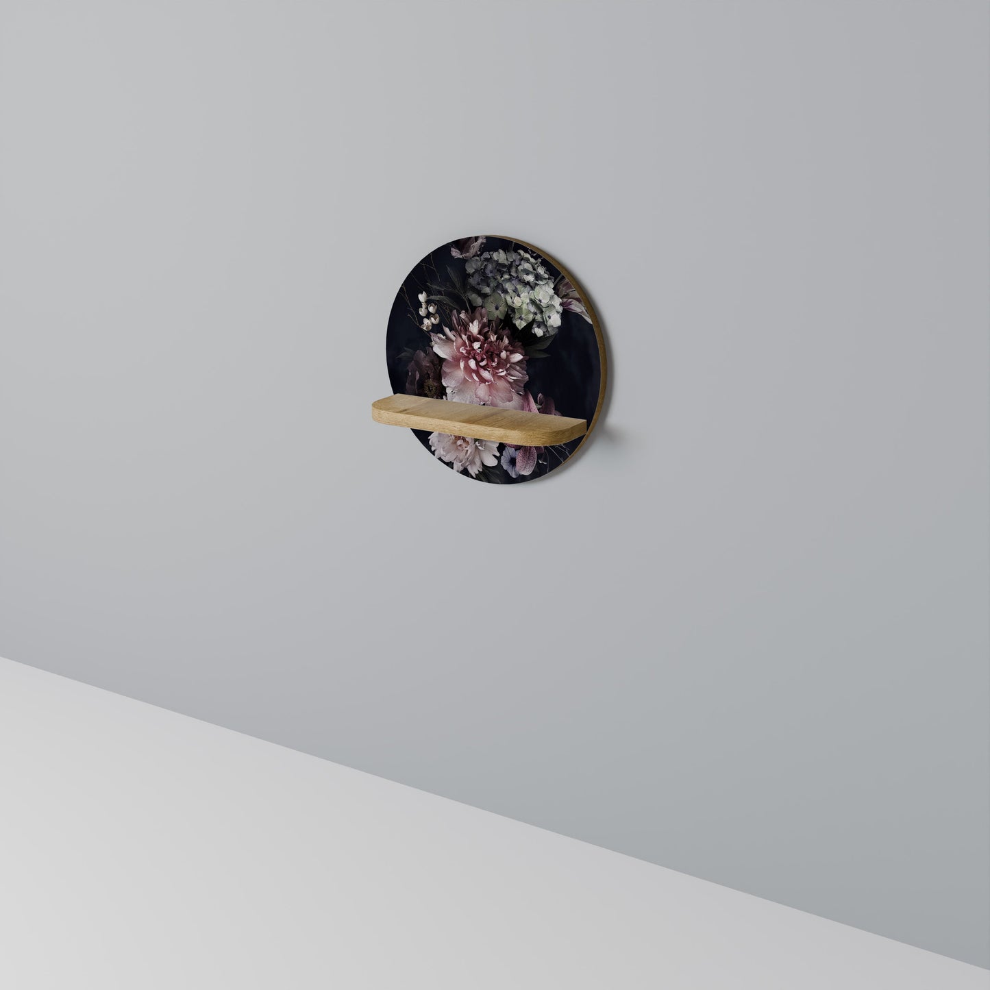 Mensola rotonda PURE BLOSSOM in effetto rovere