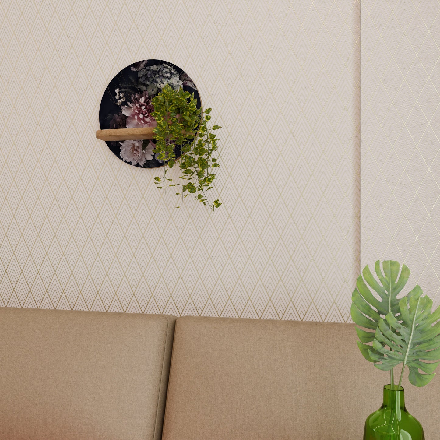 Mensola rotonda PURE BLOSSOM in effetto rovere
