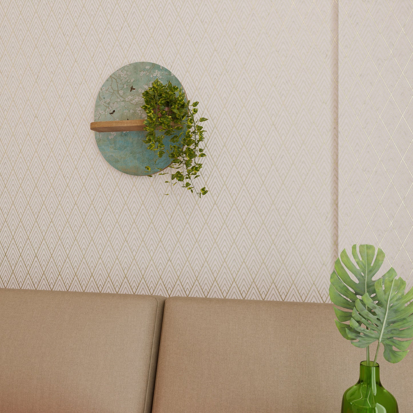 Mensola ovale BLOOMING CHARM in effetto rovere
