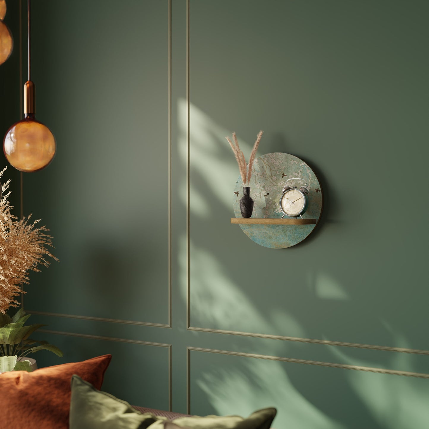 Mensola rotonda BLOOMING CHARM in effetto rovere