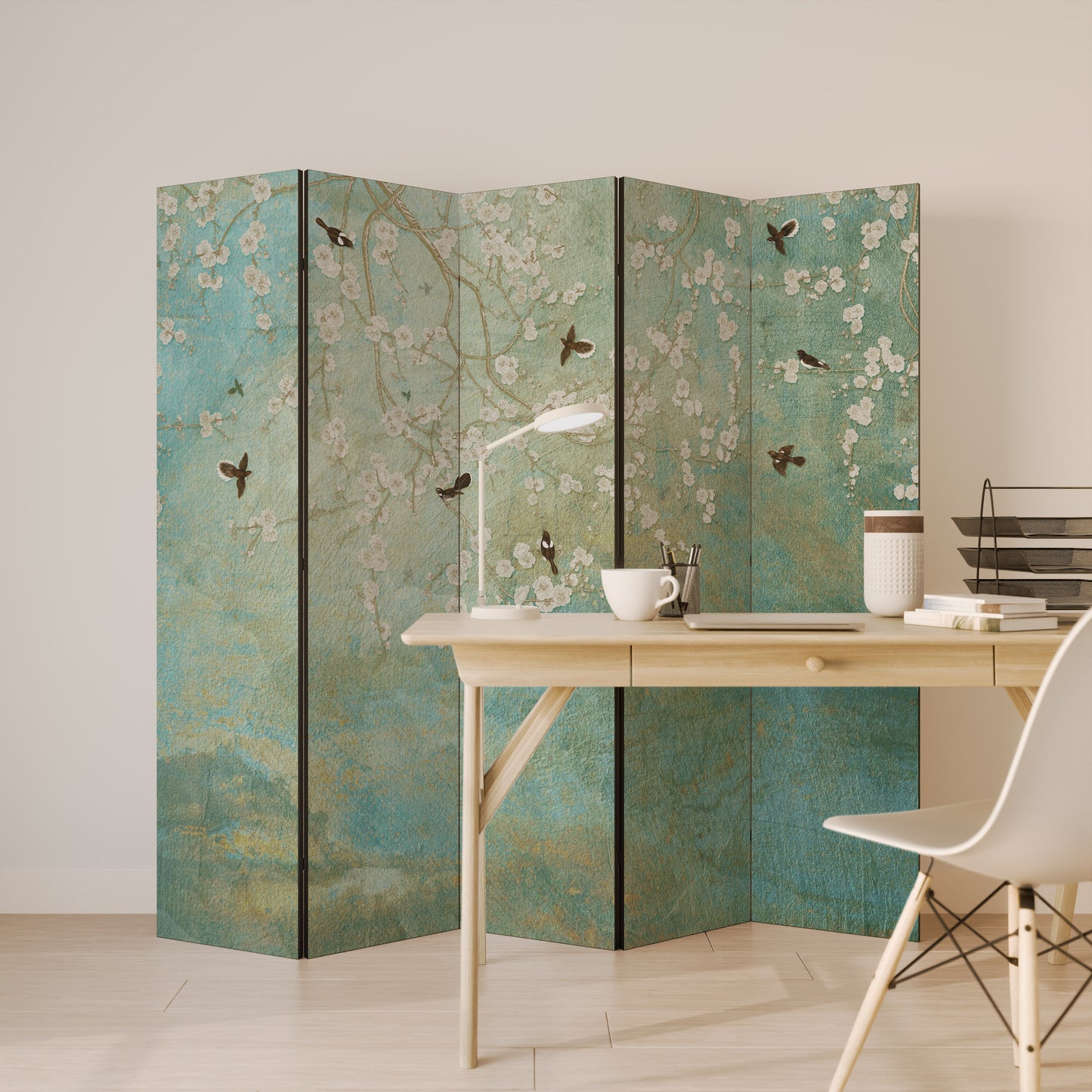 BLOOMING CHARM Divisorio decorativo per ambienti a 5 pannelli