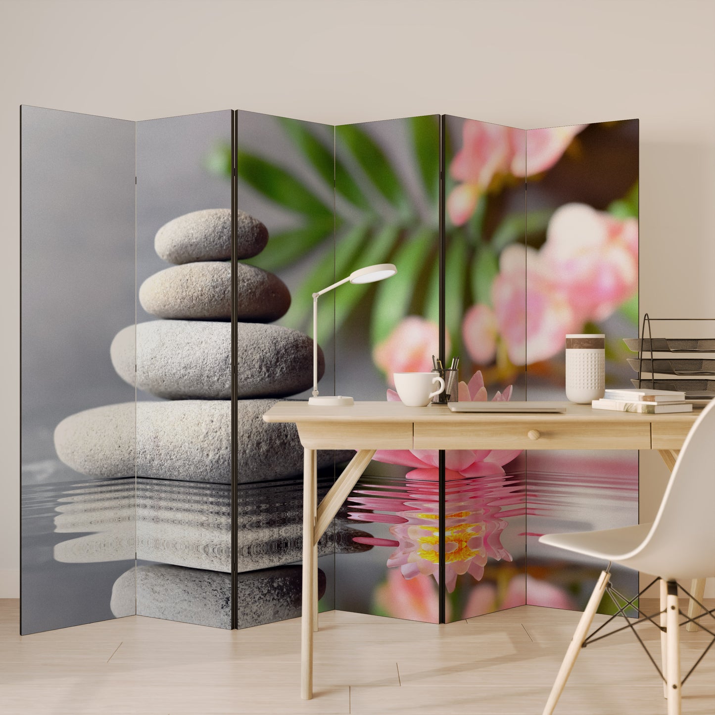 RIFLESSIONI CALMANTI Divisorio decorativo per ambienti a 6 pannelli