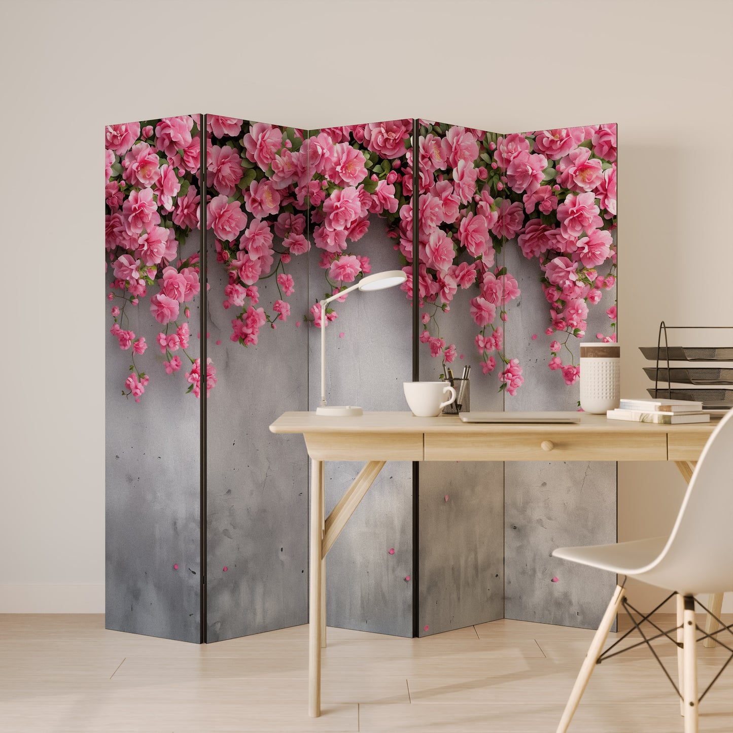 SERENE FLOWER FOLD Divisorio decorativo per ambienti a 5 pannelli