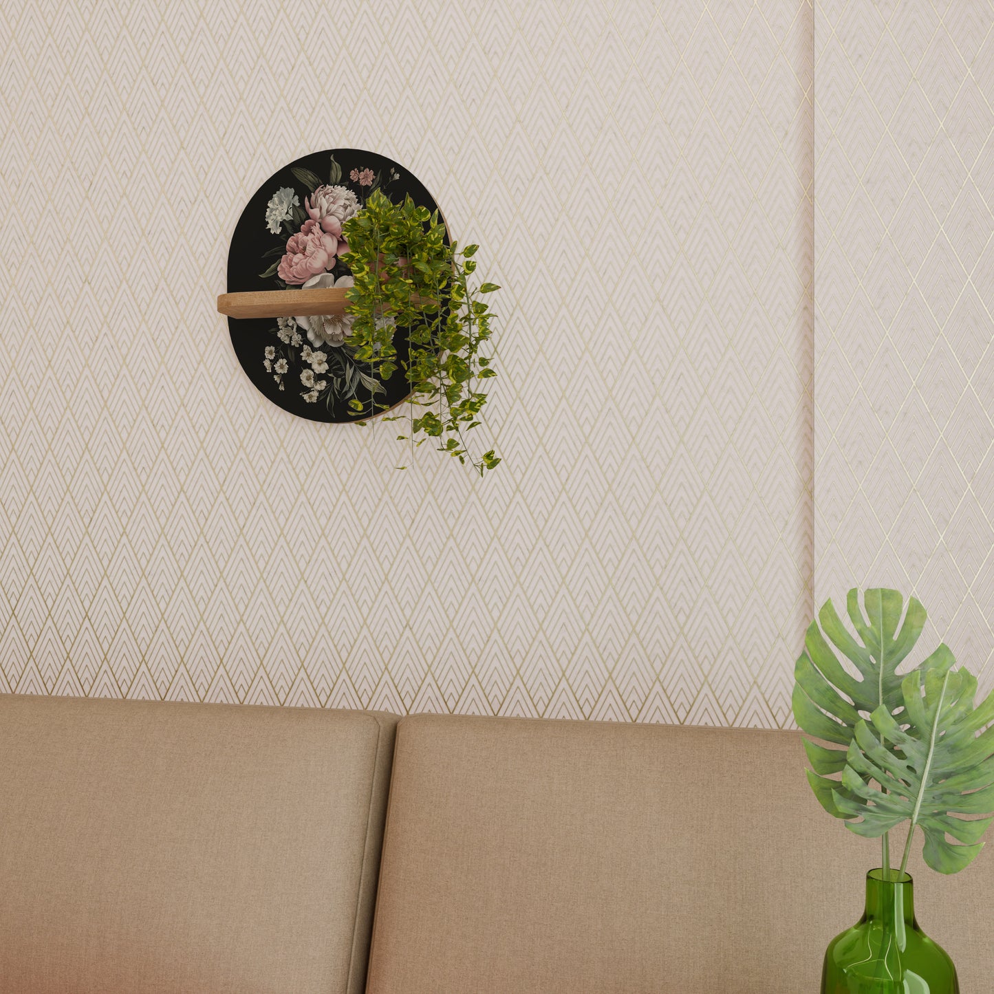 LUSH ELEGANCE Mensola ovale effetto rovere