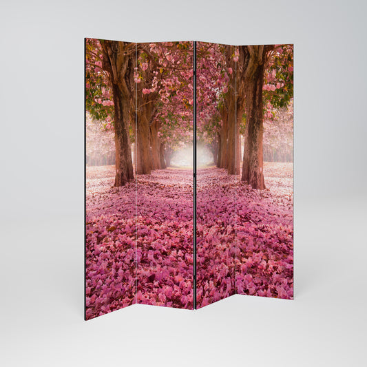 BLOSSOMING PATHWAYS Decorative 4-Panel Room Divider