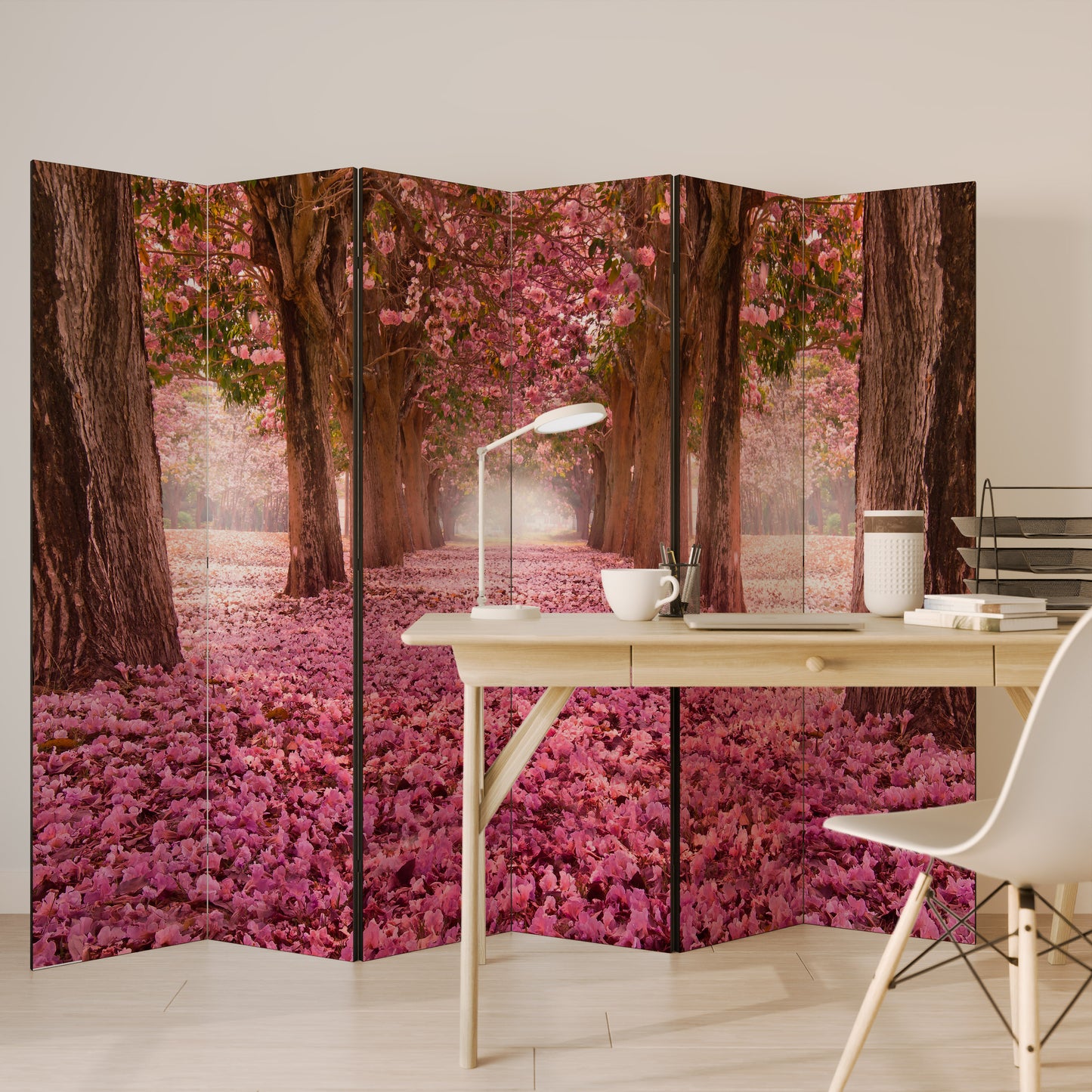 BLOSSOMING PATHWAYS Divisorio decorativo per ambienti a 6 pannelli