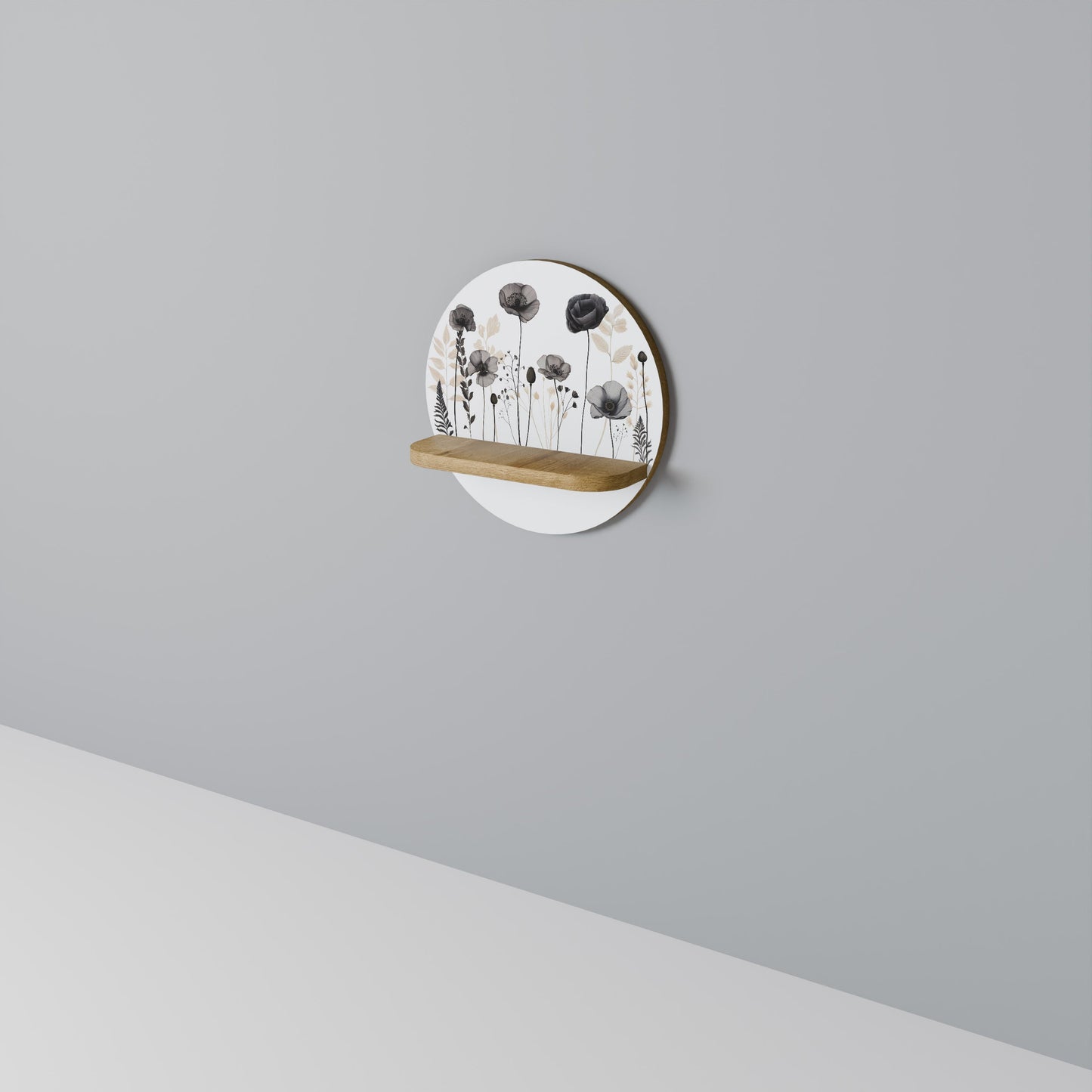 POPPY ALLURE Mensola rotonda per opere d'arte in effetto rovere