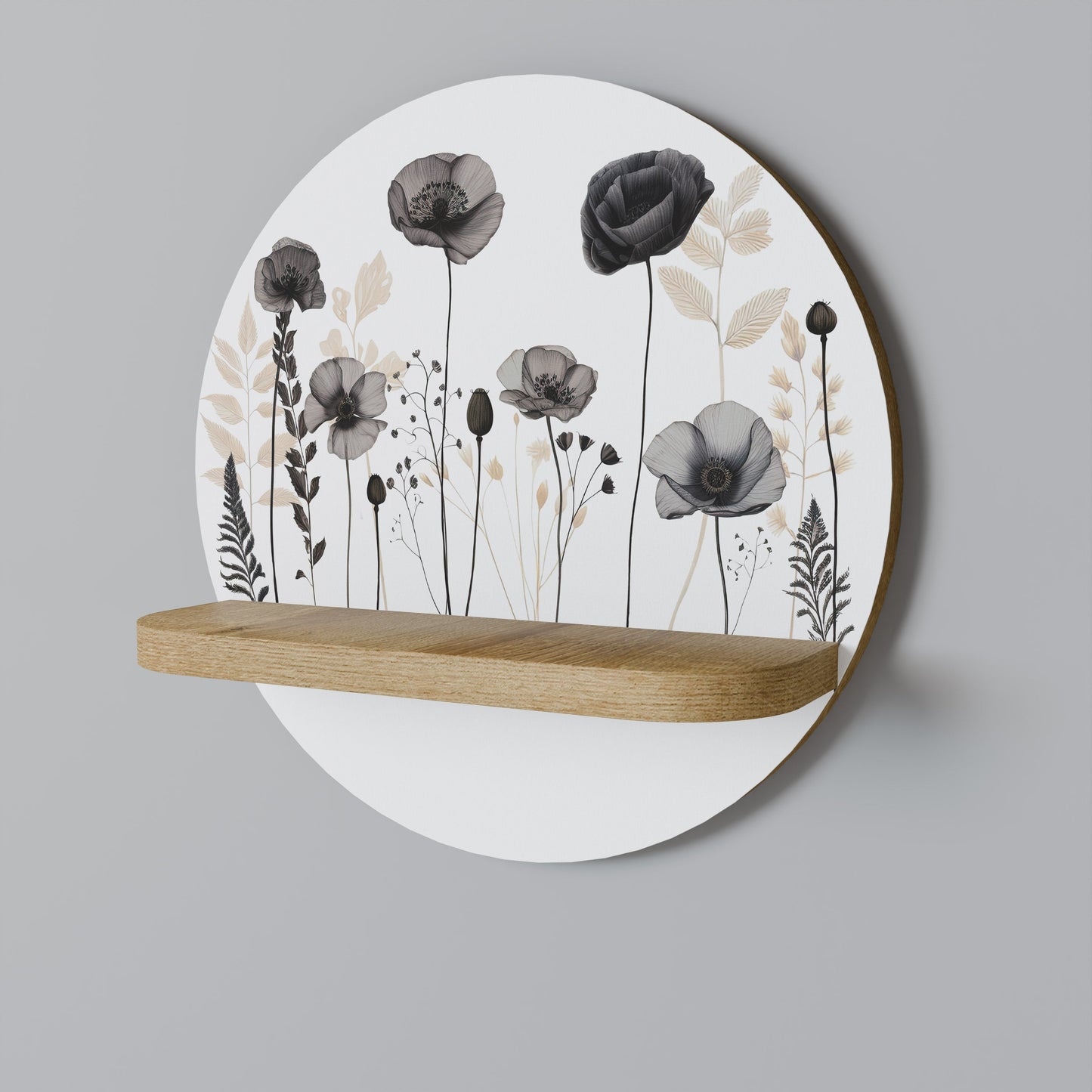 POPPY ALLURE Mensola rotonda per opere d'arte in effetto rovere