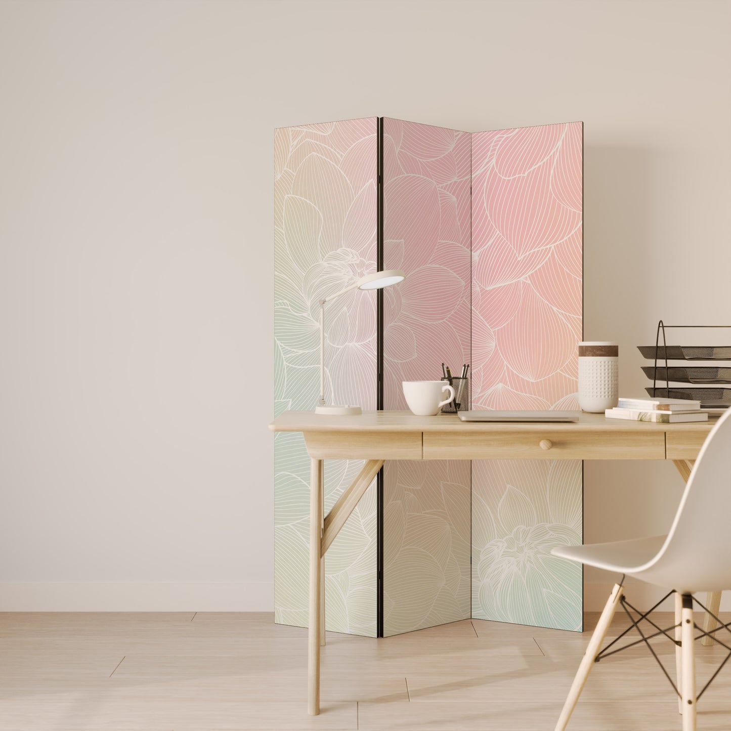 ELEGANTE FUSIONE FLOREALE Divisorio decorativo a 3 pannelli