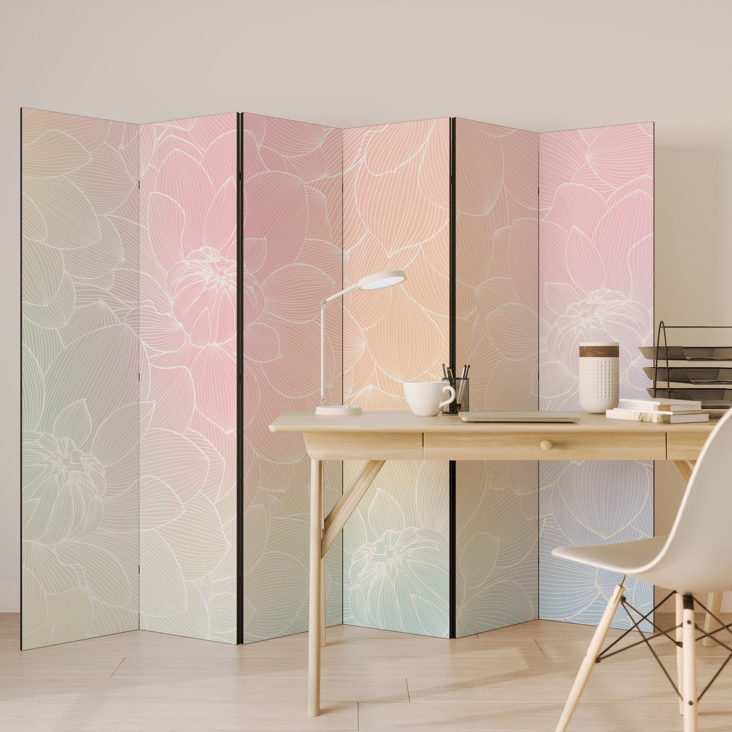 ELEGANTE FUSIONE FLOREALE Divisorio decorativo a 6 pannelli