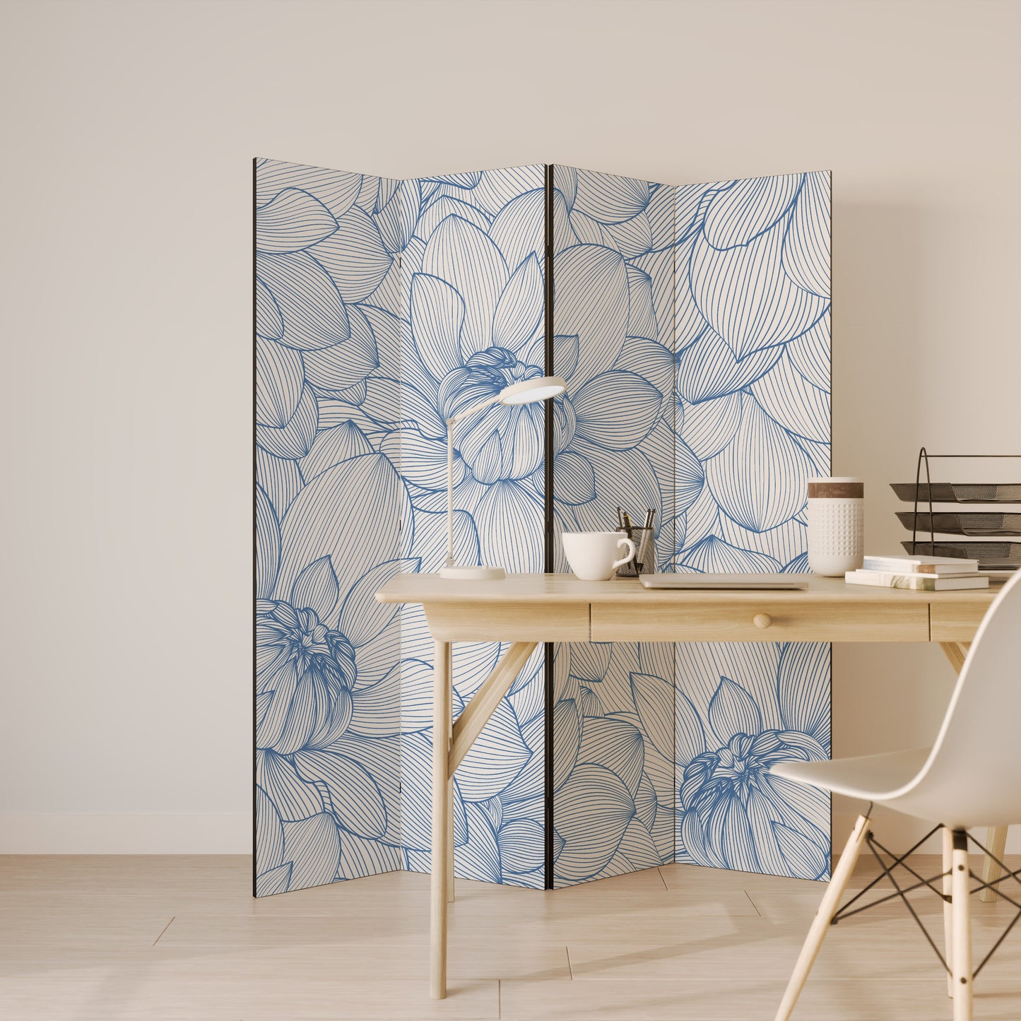 LUSH LINEAR BLOOMS Divisorio decorativo per ambienti a 4 pannelli