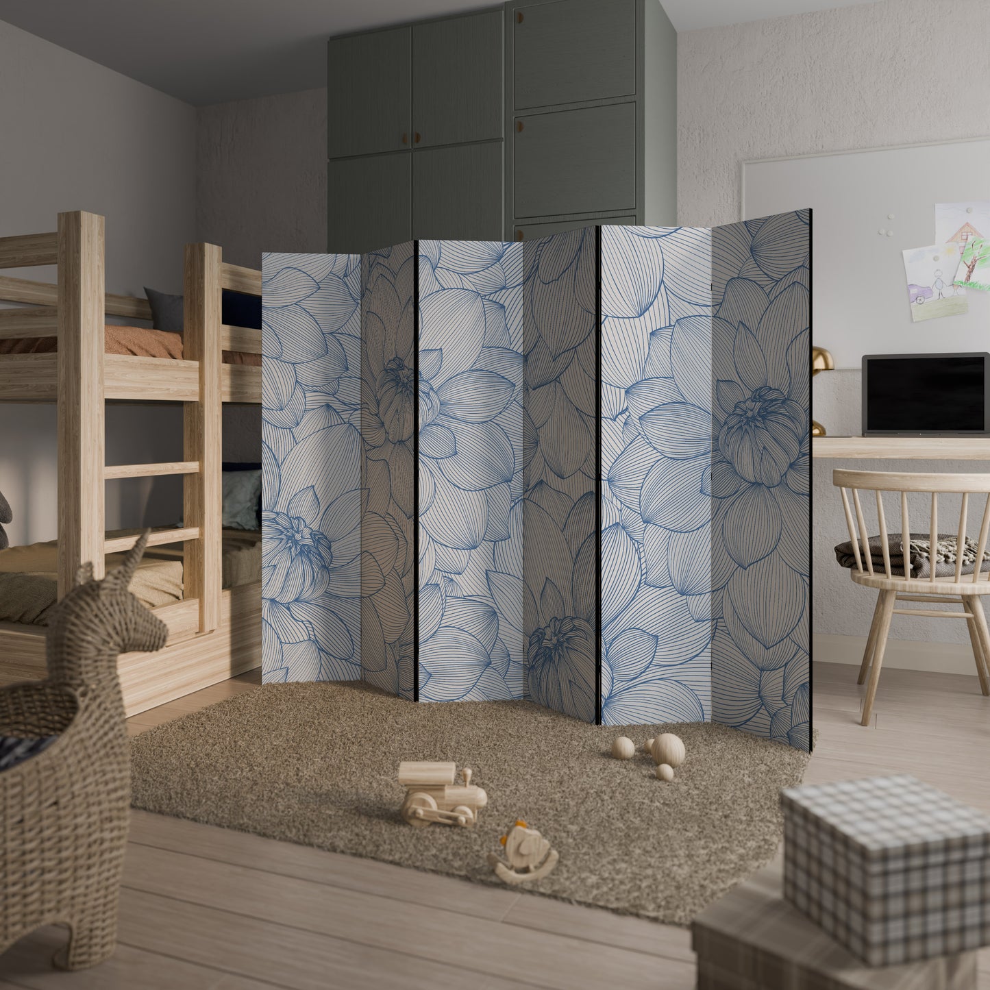 LUSH LINEAR BLOOMS Divisorio decorativo per ambienti a 6 pannelli