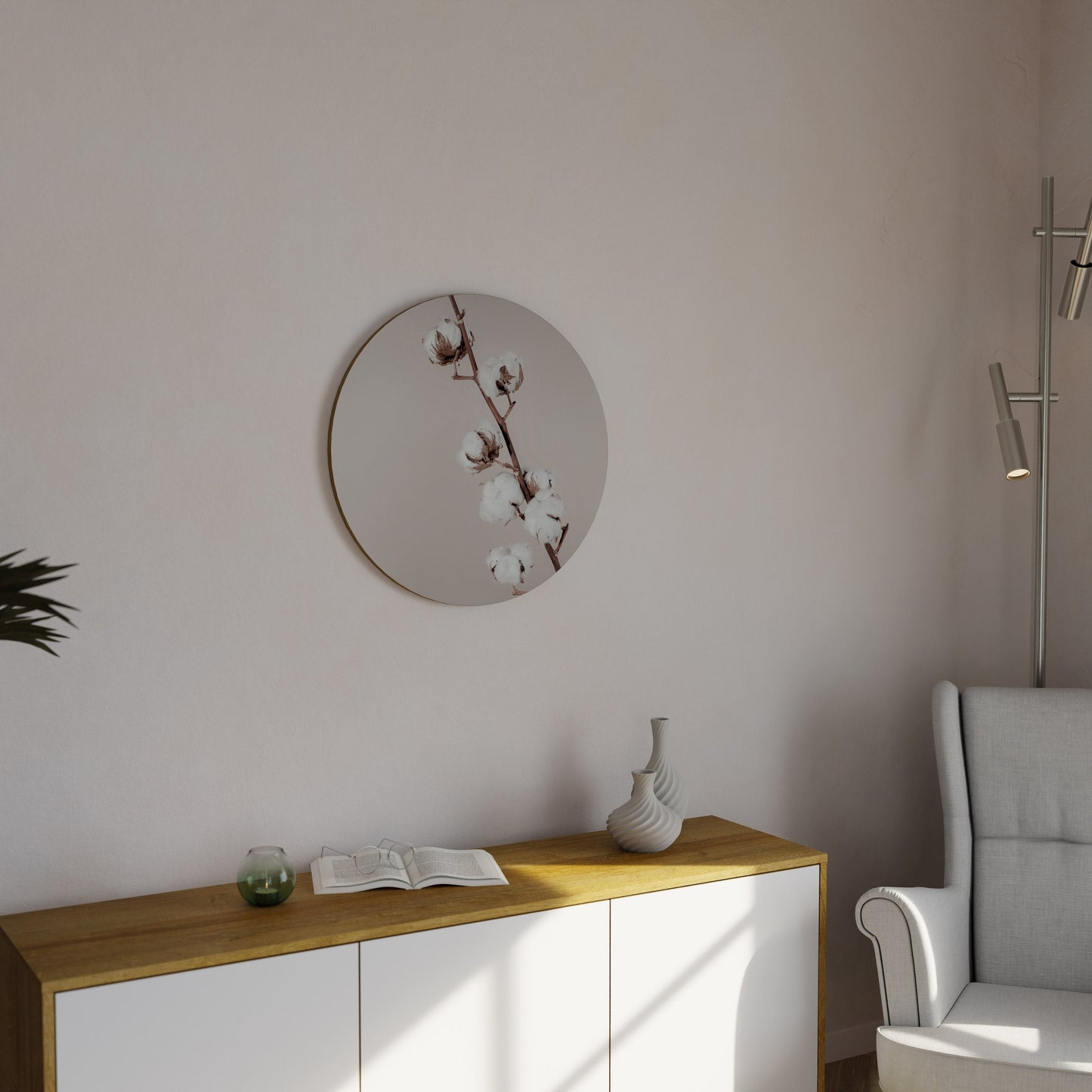COTTON CLOUDS IN BALANCE Round Wall Art