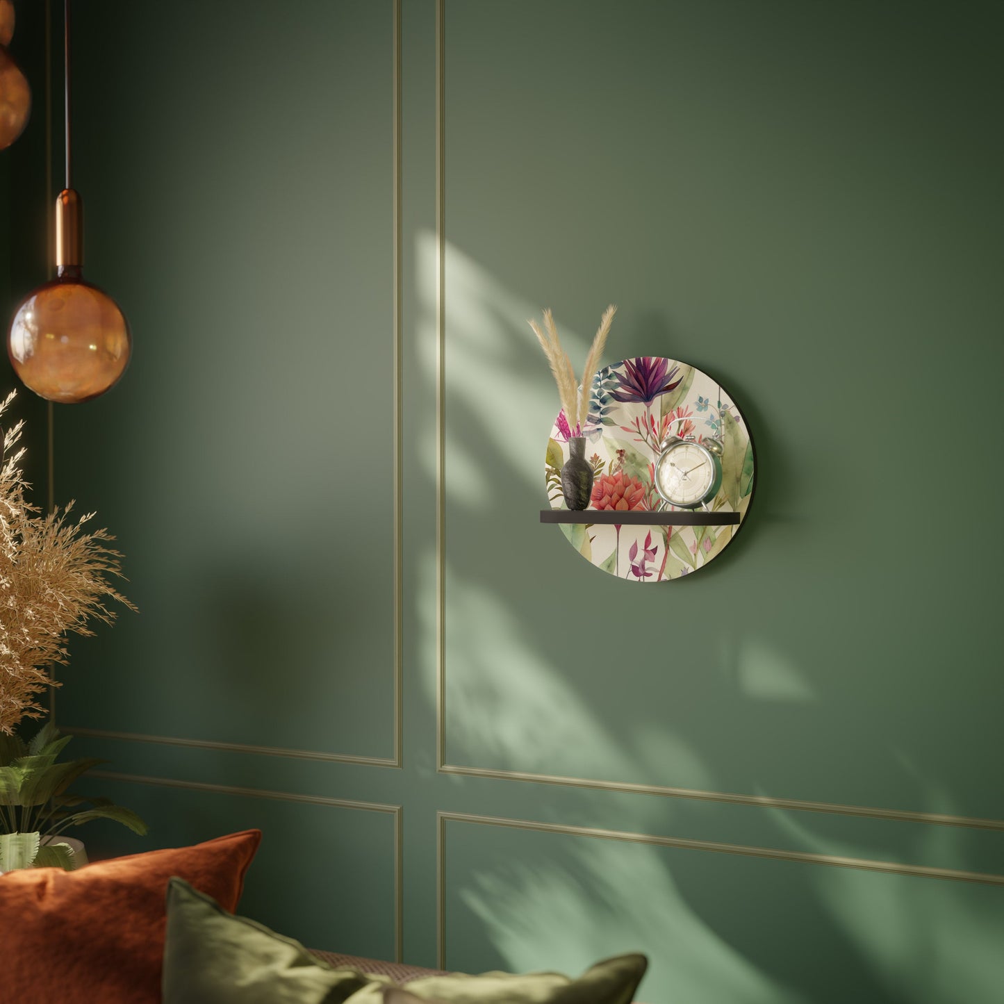 HERBAL FIESTA Round Art Shelf In Black Finish