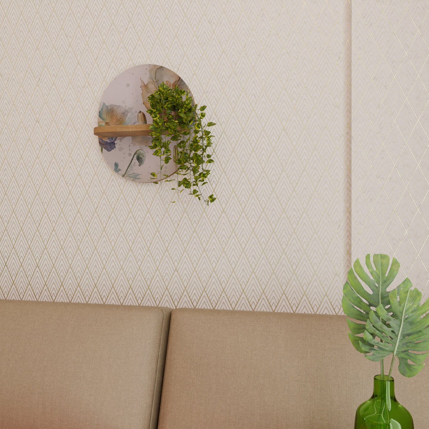 SOFTEN POPPY Mensola ovale per opere d'arte in effetto rovere
