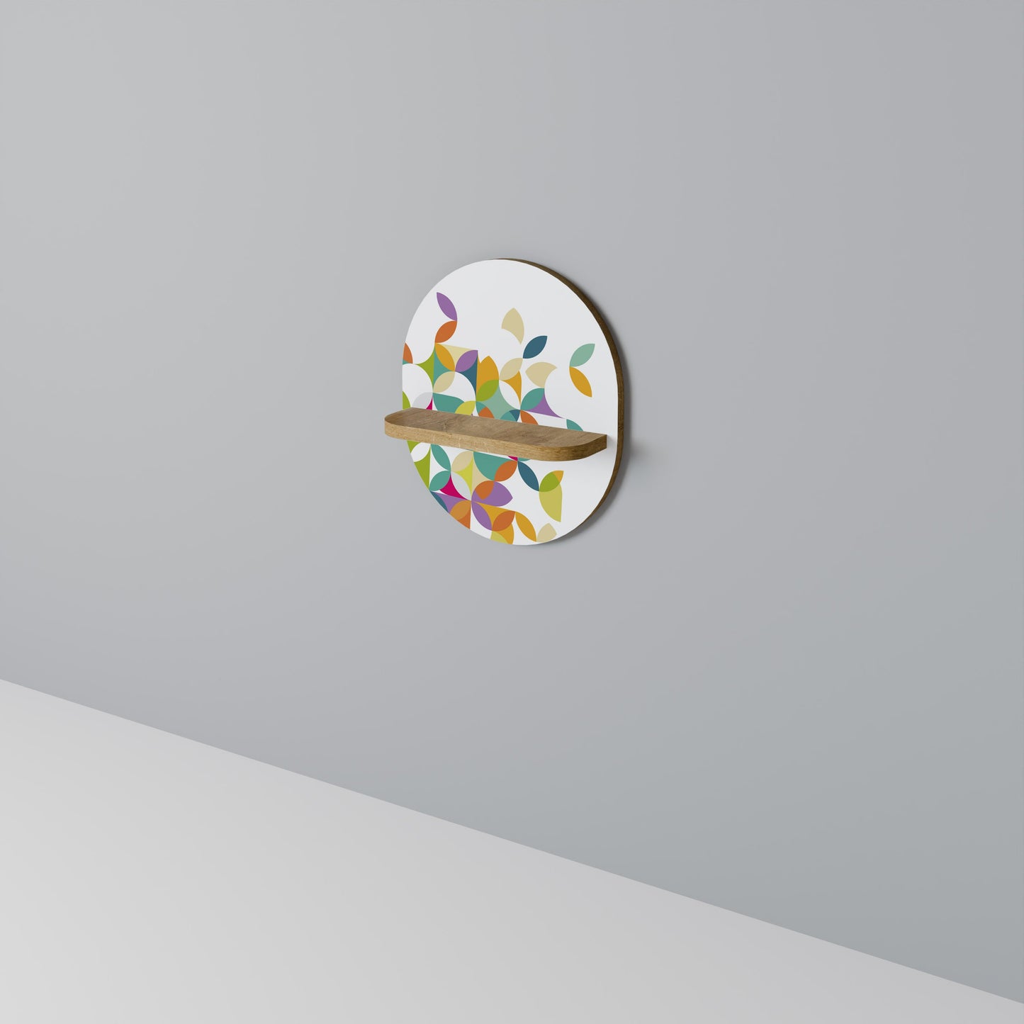 PIXEL BLOSSOM Mensola ovale per opere d'arte in effetto rovere