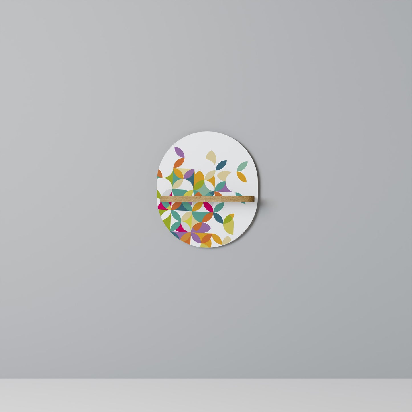 PIXEL BLOSSOM Mensola ovale per opere d'arte in effetto rovere