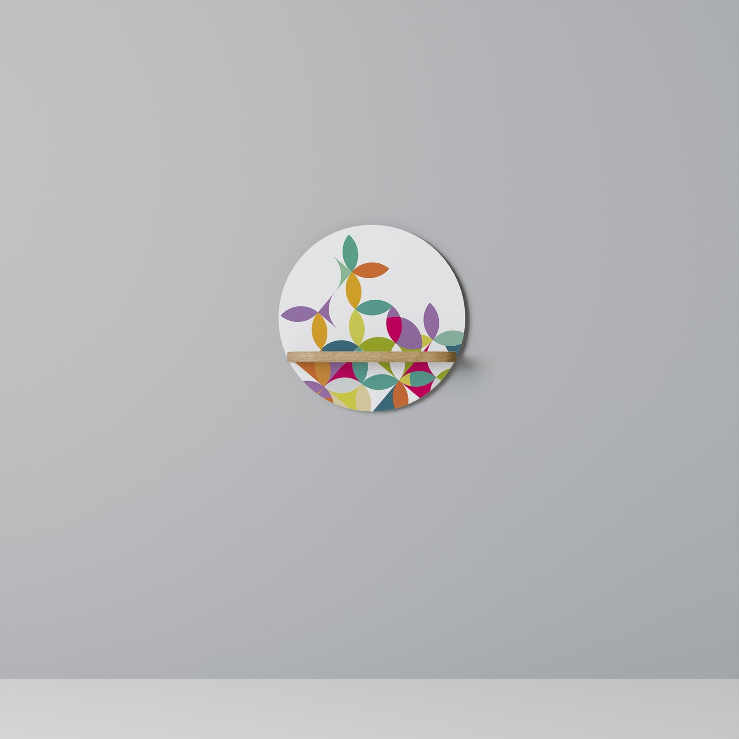 PIXEL BLOSSOM Mensola rotonda per opere d'arte in effetto rovere