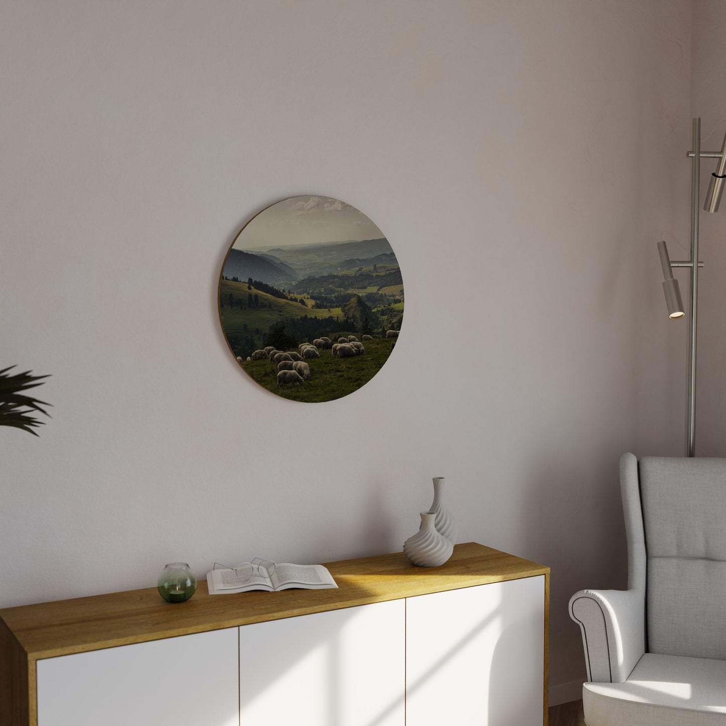SHEEP IN SERENITY Round Wall Art