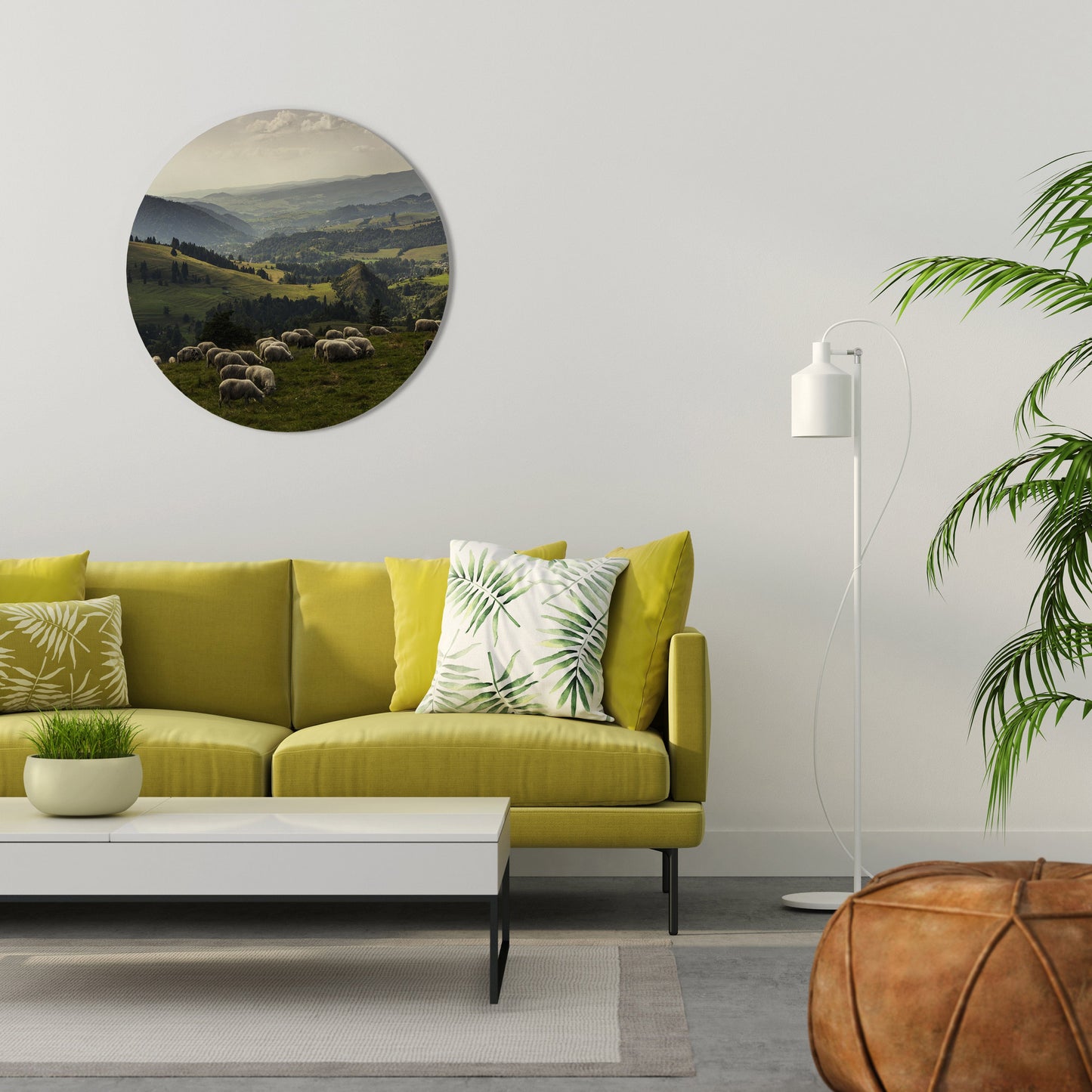 SHEEP IN SERENITY Round Wall Art