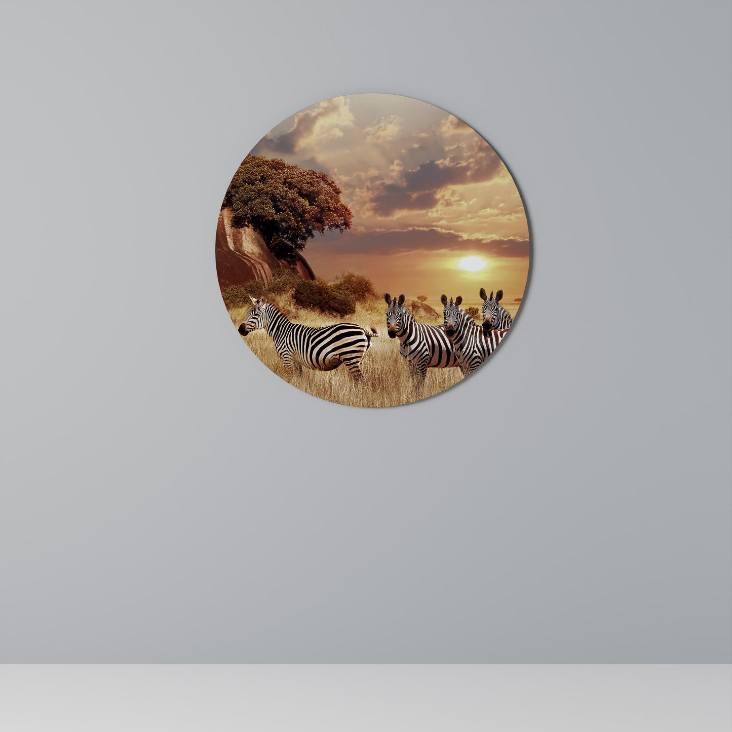 Decorazione murale rotonda ZEBRA SUNSET SERENADE