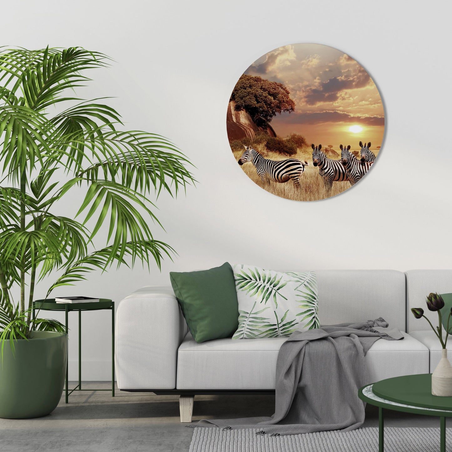 Decorazione murale rotonda ZEBRA SUNSET SERENADE
