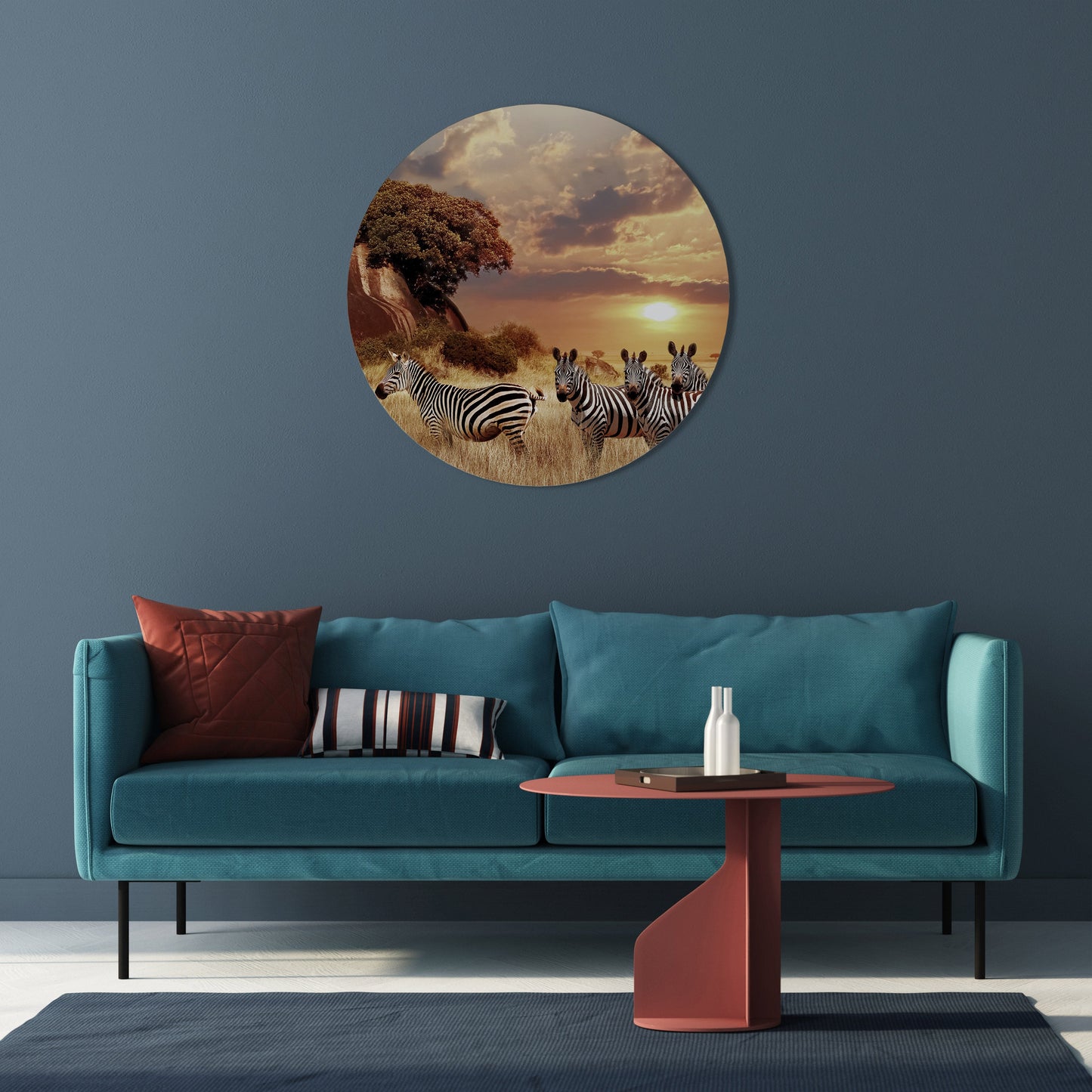 Decorazione murale rotonda ZEBRA SUNSET SERENADE