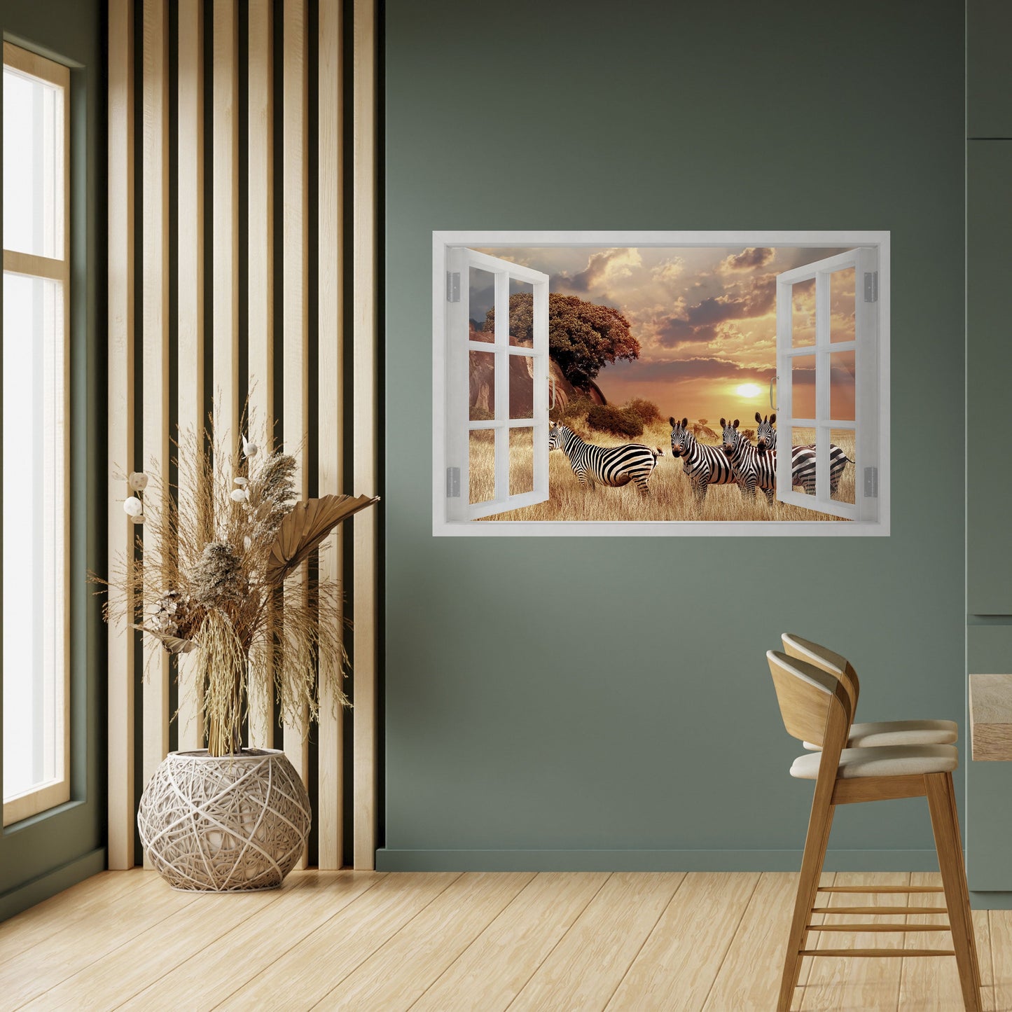 Poster orizzontale staccabile e attaccabile ZEBRA SUNSET VISTA