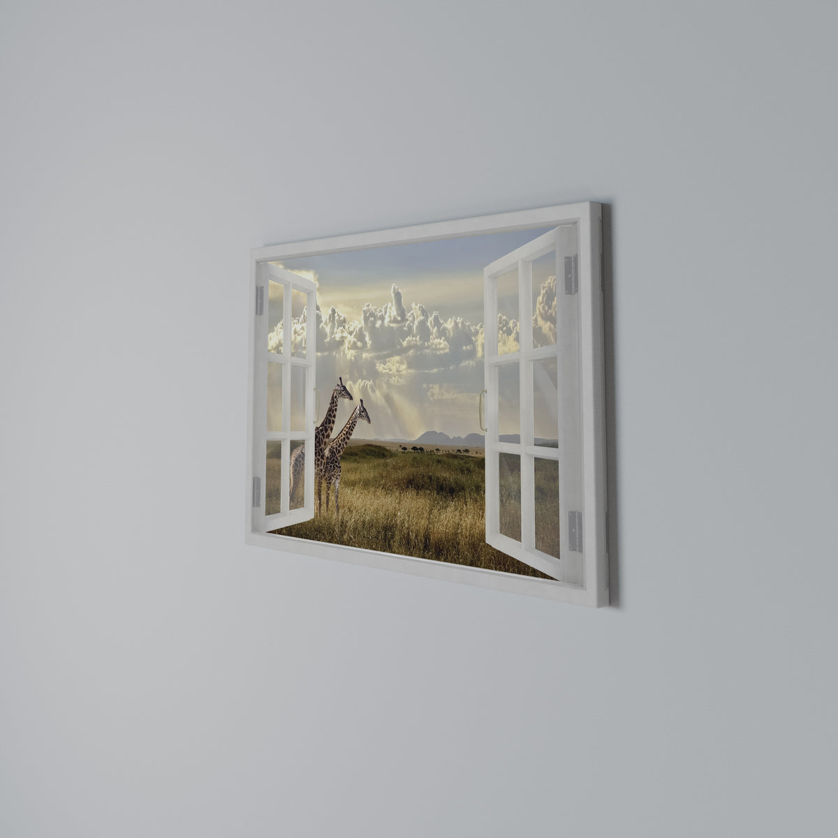 GIRAFFE GAZE WINDOW Stampa su tela orizzontale