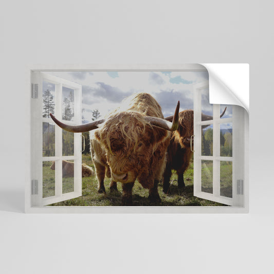 Poster orizzontale staccabile e incollabile BOVINE WINDOW VISTA