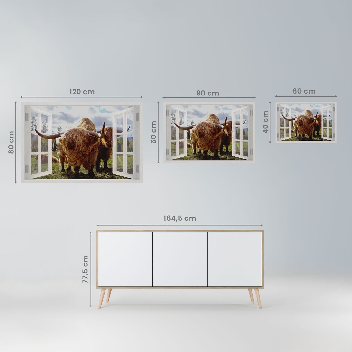 Poster orizzontale staccabile e incollabile BOVINE WINDOW VISTA