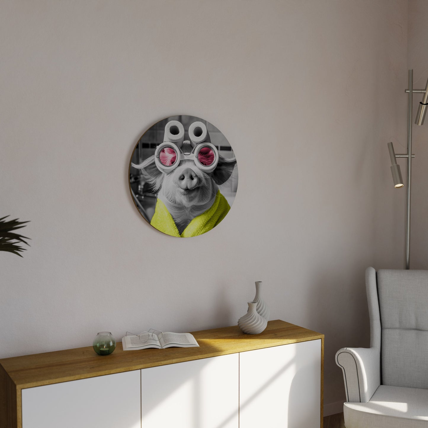 MORNING PIGLET - Decorazione murale rotonda