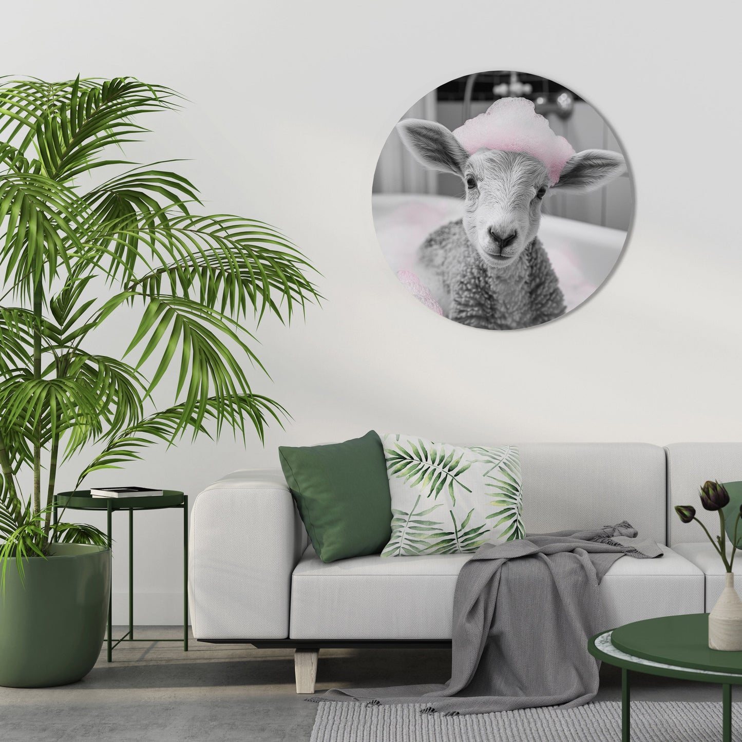 Decorazione murale rotonda "Pink Cloud Bath Time"