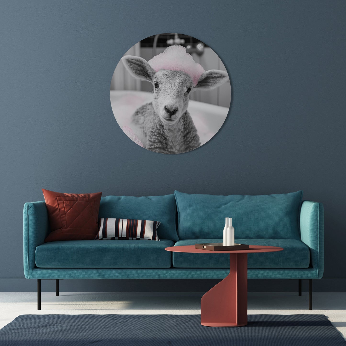 PINK CLOUD BATH TIME Round Wall Art