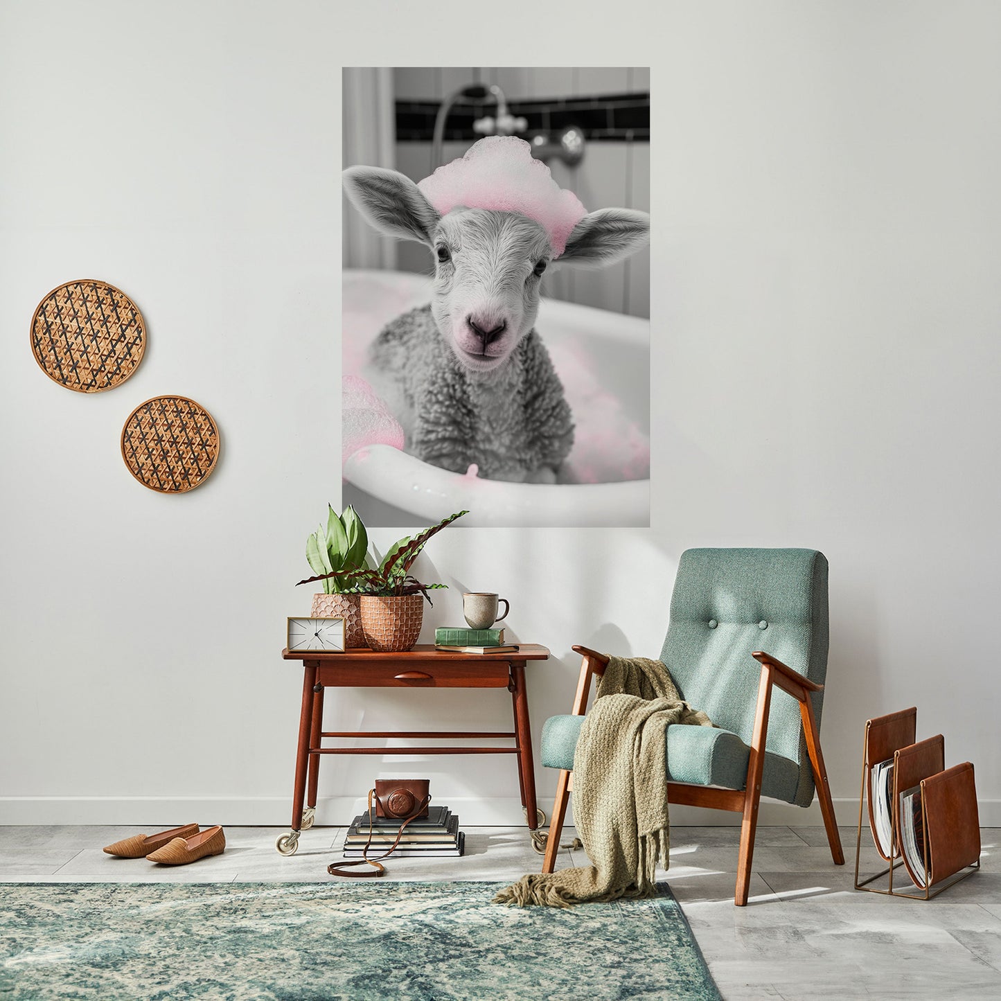 Poster verticale staccabile e attaccabile "Pink Cloud Bath Time"