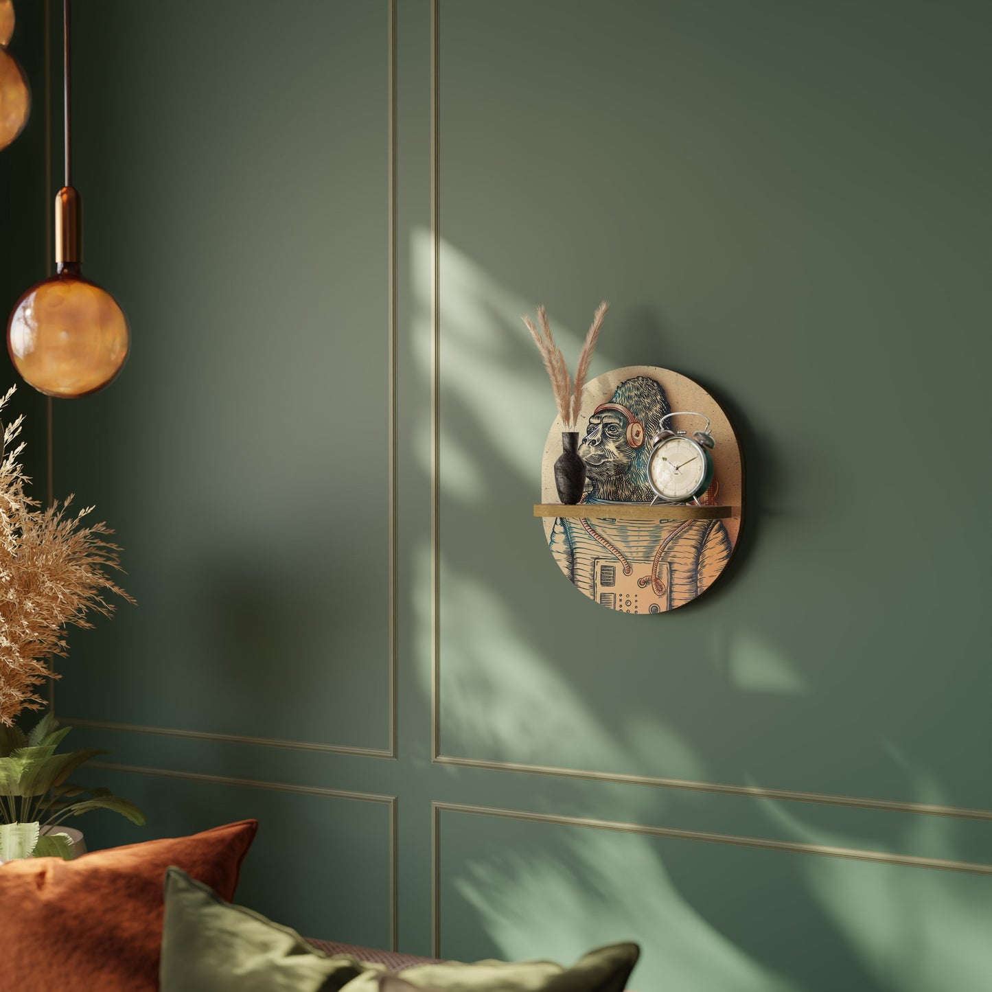 GORILLA GROOVE Mensola ovale per opere d'arte in effetto rovere