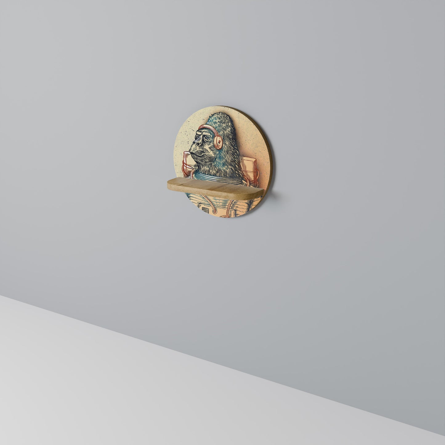 GORILLA GROOVE Mensola rotonda per arte in effetto rovere
