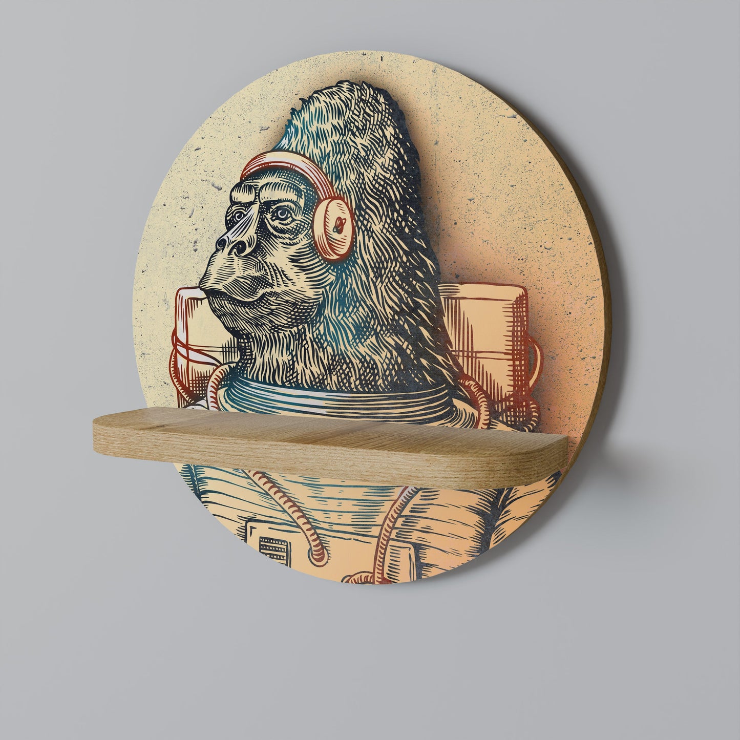 GORILLA GROOVE Mensola rotonda per arte in effetto rovere