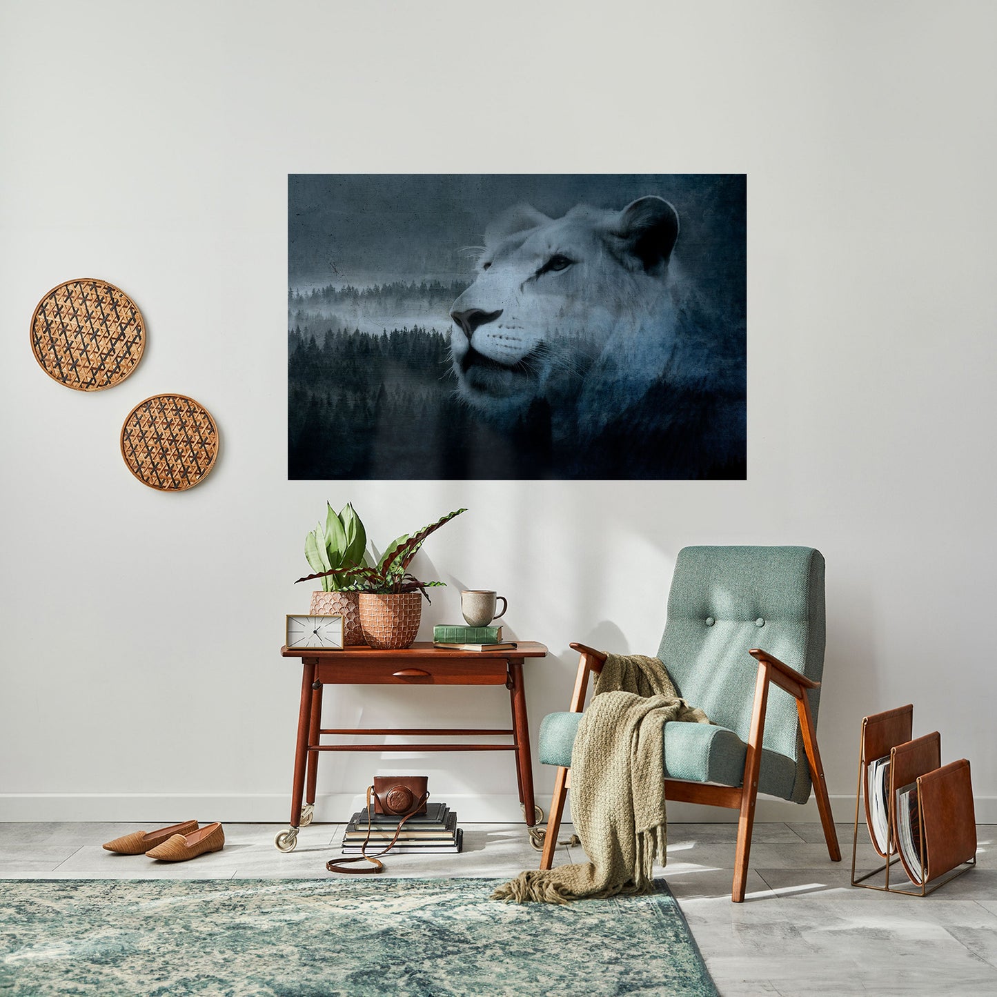 Poster orizzontale staccabile e attaccabile "ARMONIA DEL LEONE IN BLU"