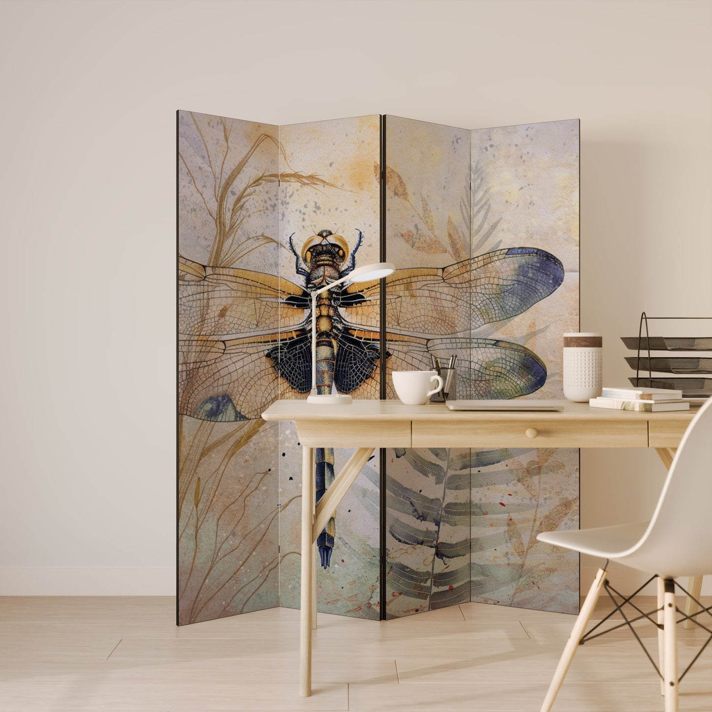 HER HIGHNESS DRAGONFLY - Divisorio decorativo per ambienti a 4 pannelli