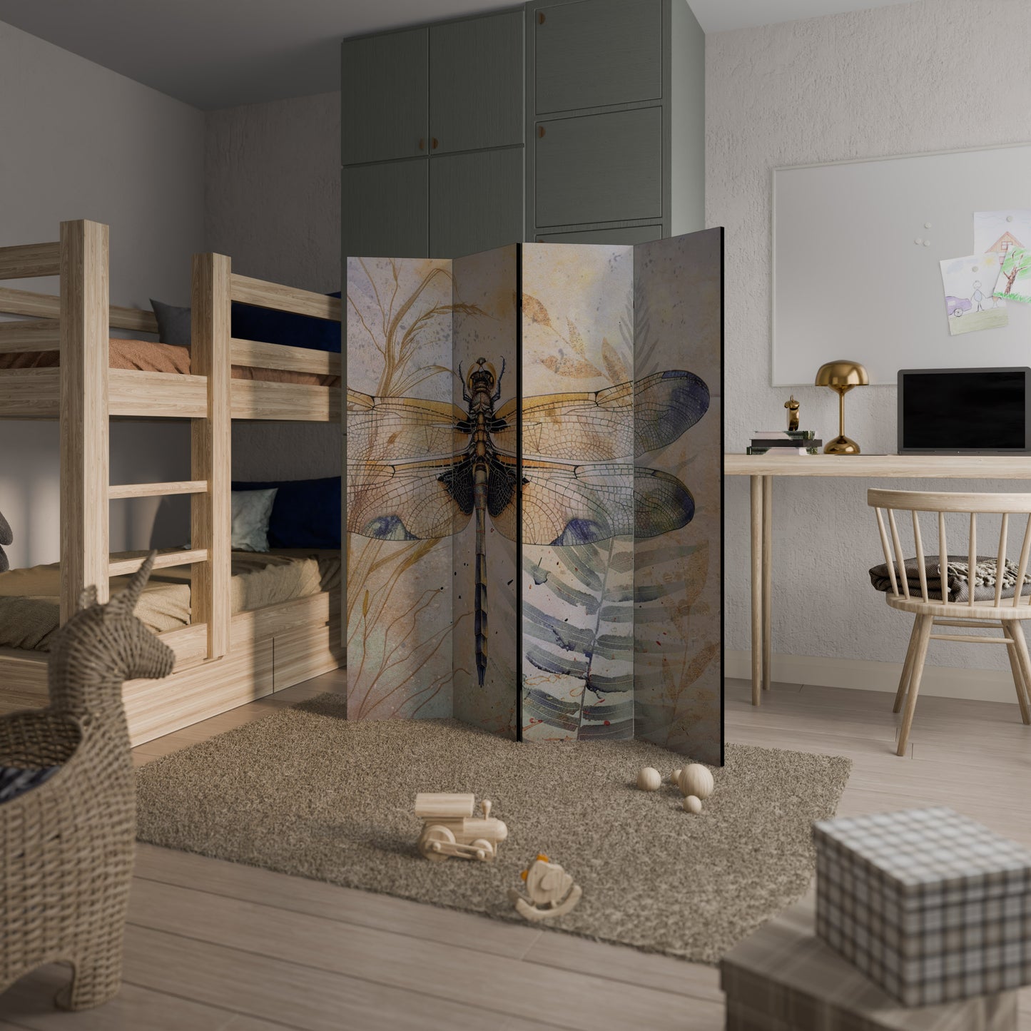 HER HIGHNESS DRAGONFLY - Divisorio decorativo per ambienti a 4 pannelli